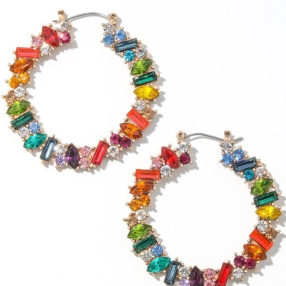 Brinisity Jewelry - LAST ONE -DEBBIE MIXED RHINESTONE HOOP EARRINGS